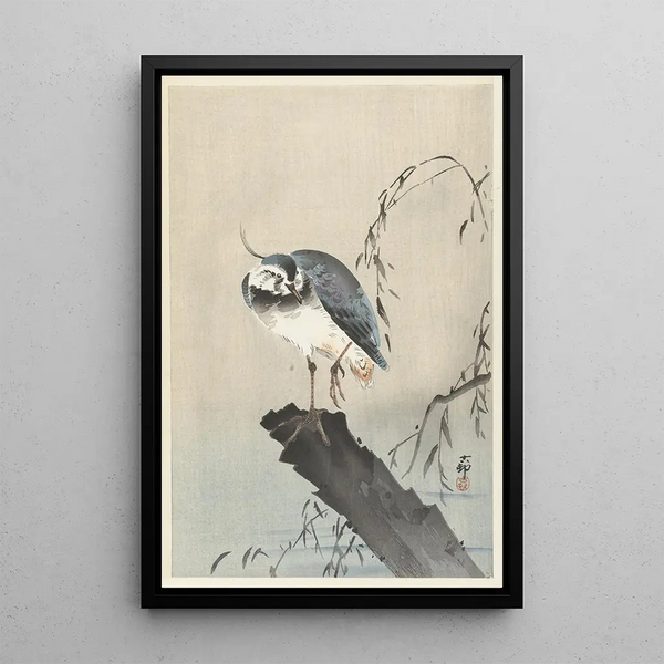Vanneau sur souche d'arbre - Ohara Koson — cuadro enmarcado en la pared