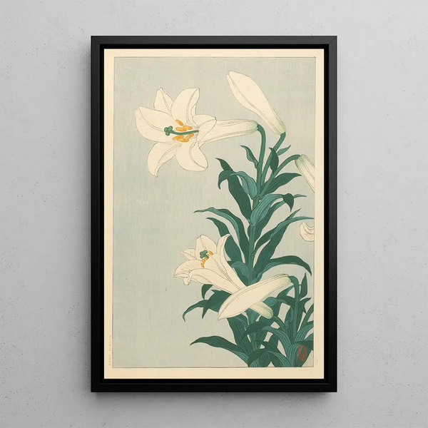 Lys - Ohara Koson — cuadro enmarcado en la pared