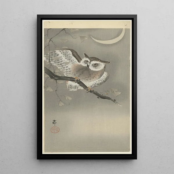 Búho mediano en un ginkgo - Ohara Koson — cuadro enmarcado en la pared