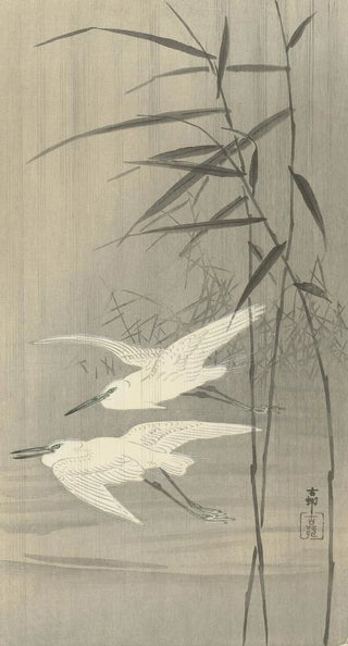 Ohara Koson - Two egrets in flight.webp