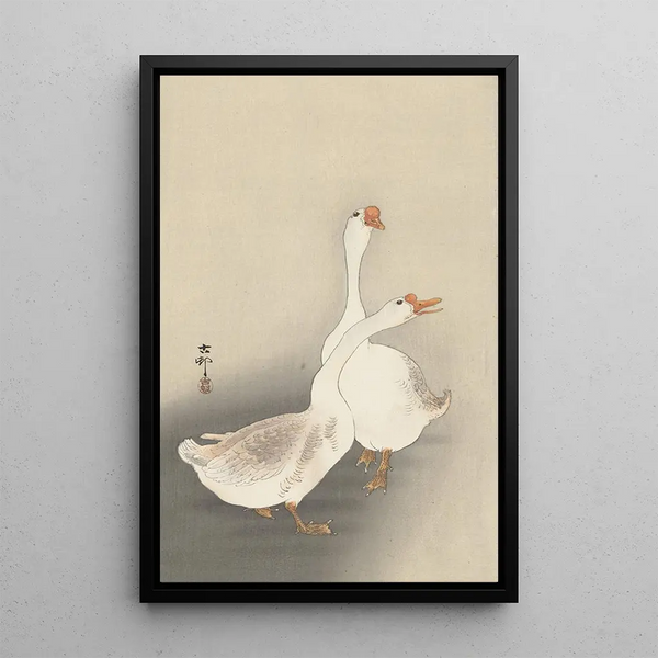 Dos ocas - Ohara Koson — cuadro enmarcado en la pared