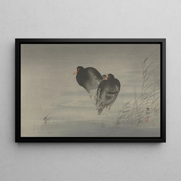 Dos gallinas de agua - Ohara Koson — cuadro enmarcado en la pared
