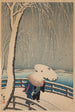 Umbrellas in the Snow - Ohara Koson — artwork view