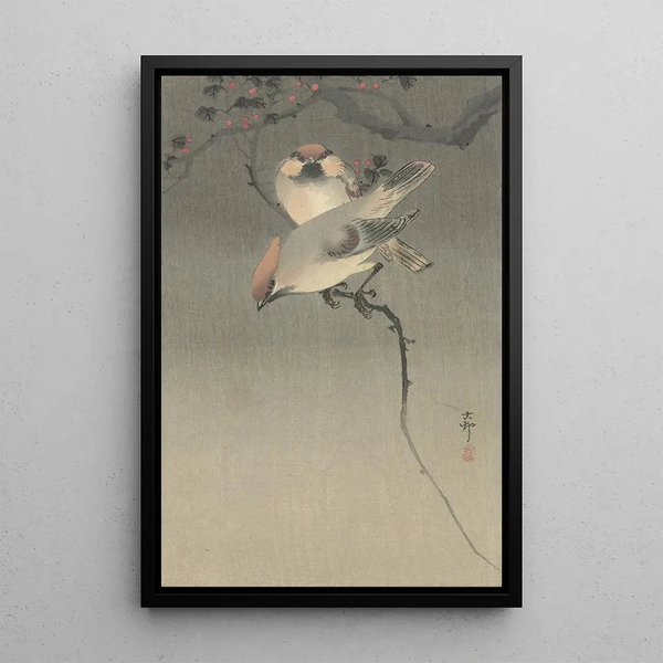 Jaseurs - Ohara Koson — cuadro enmarcado en la pared
