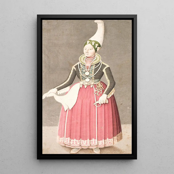 Mujer con traje de granjera islandesa - Olavius — cuadro enmarcado en la pared