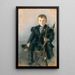 Portrait of a blond boy in a black coat with a gold button - Olga Boznańska — framed artwork on a wall