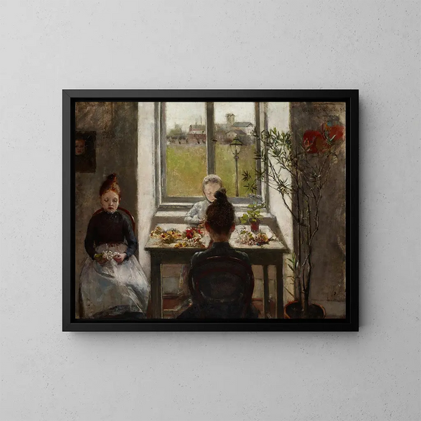 Filles aux fleurs - Olga Boznańska — cuadro enmarcado en la pared