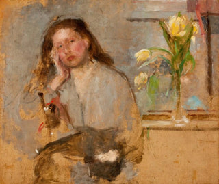 Olga Boznanska - Portrait Sketch of a Young Girl.webp