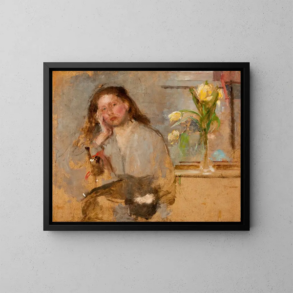 Esquisse de retrato de una joven - Olga Boznańska — cuadro enmarcado en la pared