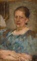 Retrato de una mujer con blusa azul - Olga Boznańska — vista de la obra