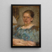 Retrato de una mujer con blusa azul - Olga Boznańska — cuadro enmarcado en la pared