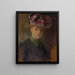 Portrait of a woman with a hat and flowers - Olga Boznańska — framed artwork on a wall