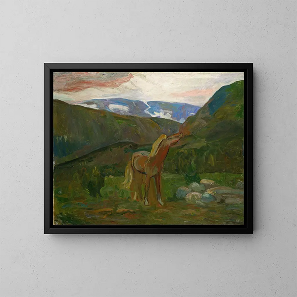 Caballo en las montañas - Oluf Wold-Torne — cuadro enmarcado en la pared
