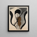 Impression of a violinist portrait by Suwa Nejiko - Onchi Kōshirō — framed artwork on a wall
