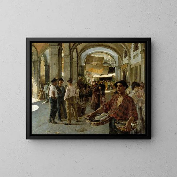 a Venetian covered market - Oscar Björck — framed artwork on a wall