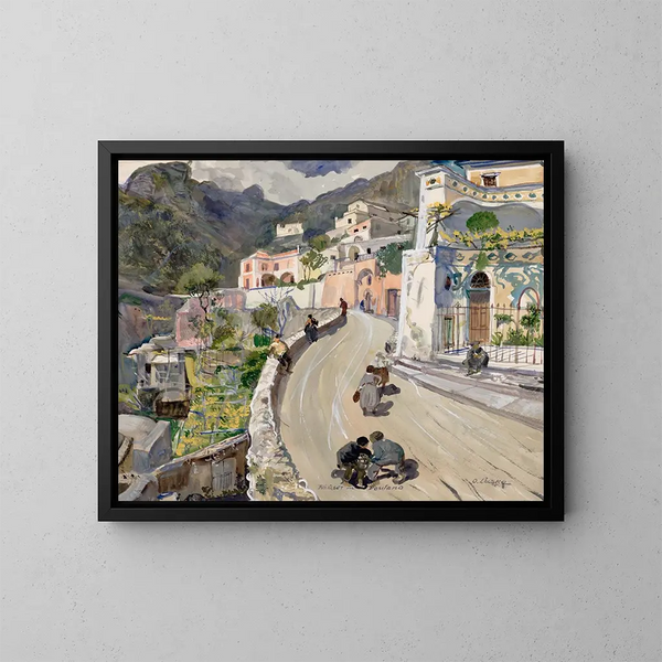 Vista de Positano - Oskar Laske — cuadro enmarcado en la pared