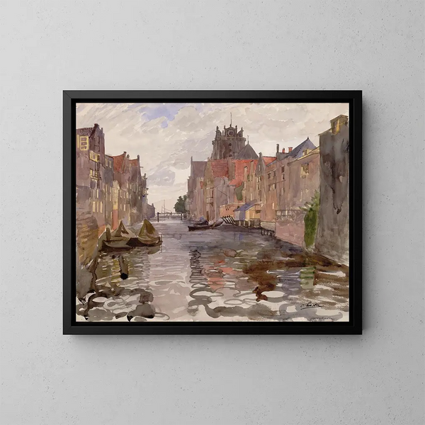 Canal at Dordrecht - Oskar Laske — framed artwork on a wall