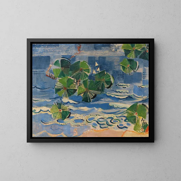 Vista con una rama de pino, mar Báltico - Oskar Moll — cuadro enmarcado en la pared