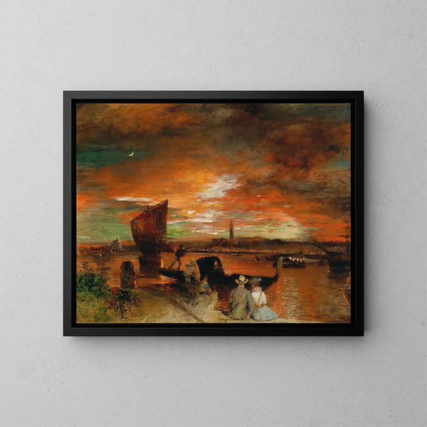 Una escena al atardecer en Venecia - Oswald Achenbach — cuadro enmarcado en la pared