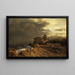 Storm moving away from the Italian coast - Oswald Achenbach — framed artwork on a wall