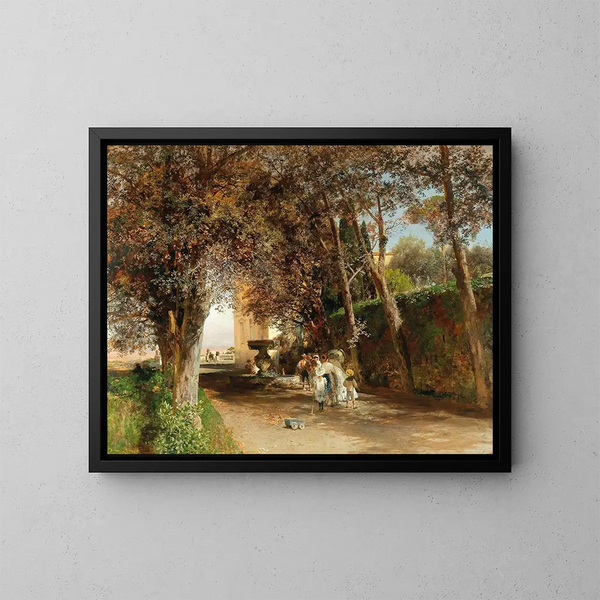 Tarde en el parque de la Villa Torlonia en Frascati - Oswald Achenbach — cuadro enmarcado en la pared