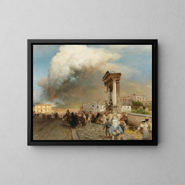 Erupción del Vesubio - Oswald Achenbach — cuadro enmarcado en la pared