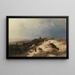 Bétail paissant au bord du lac - Oswald Achenbach — framed artwork on a wall