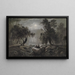 a Romantic forest landscape at moonlight - Oswald Achenbach — framed artwork on a wall