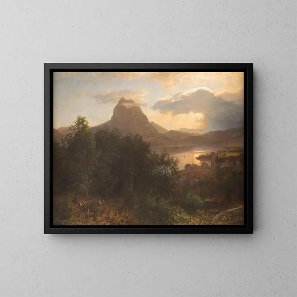 Recolección de uvas al atardecer - Oswald Achenbach — cuadro enmarcado en la pared