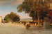 Scene at Twilight on the Terrace of Villa Grazioli in Grottaferrata - Oswald Achenbach — artwork view