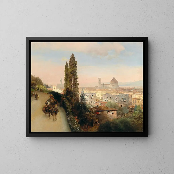 Vista de Florencia - Oswald Achenbach — cuadro enmarcado en la pared