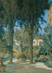 Vista de la embajada en Roma Parte de jardín con dos cipreses - Othmar Brioschi — vista de la obra
