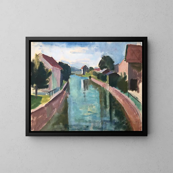 Houses by the canal - Otto Geigenberger — framed artwork on a wall