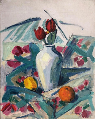 Otto Geigenberger - Tischstillleben mit Tulpen.webp