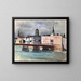 Wasserburg am Inn vista desde el agua con el puente del Inn - Otto Geigenberger — cuadro enmarcado en la pared