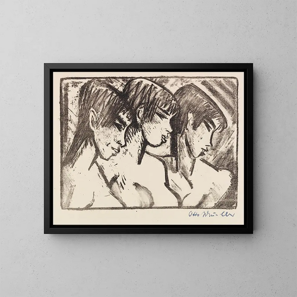 Tres chicas de perfil - Otto Mueller — cuadro enmarcado en la pared