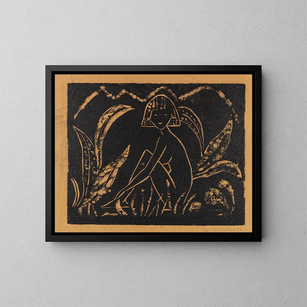 Niñas entre hojas - Otto Mueller — cuadro enmarcado en la pared