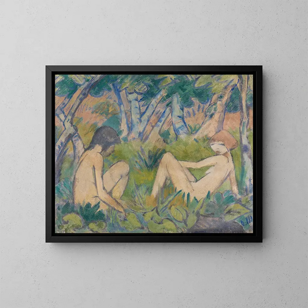 Dos chicas en el bosque - Otto Mueller — cuadro enmarcado en la pared