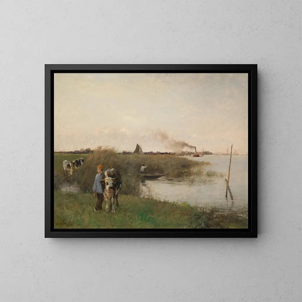 Paisaje fluvial idílico - Otto von Thoren — cuadro enmarcado en la pared