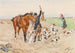 Caballero con una manada de perros en un campo - Ottokar Walter — vista de la obra