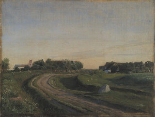 P C Skovgaard - Vejby with the Church seen from the North Evening Light Zealand.webp
