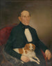 Retrato de un hombre sentado con un perro - Palinka — vista de la obra