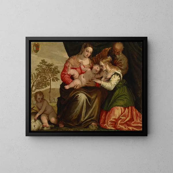 The Mystic Marriage of Saint Catherine - Paolo Veronese — framed artwork on a wall