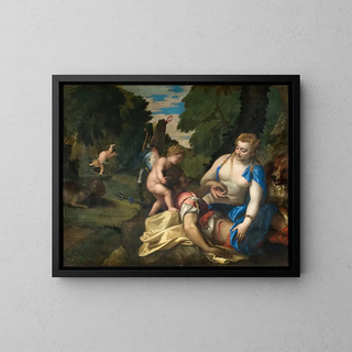 Venus llorando a Adonis - Paolo Véronèse — cuadro enmarcado en la pared