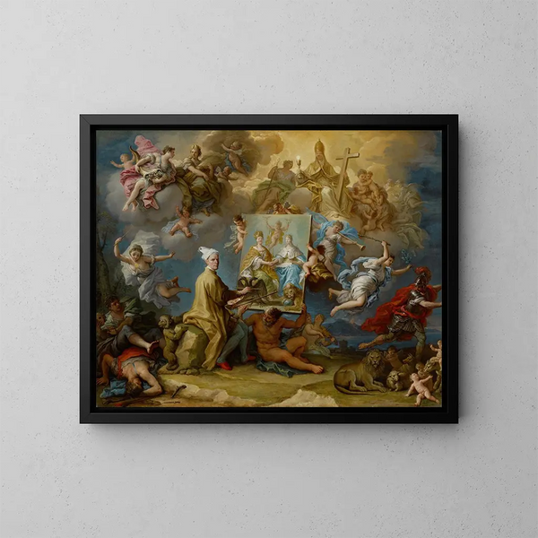 Allegory of the consequences of Utrecht Peace - Paolo de Matteis — framed artwork on a wall