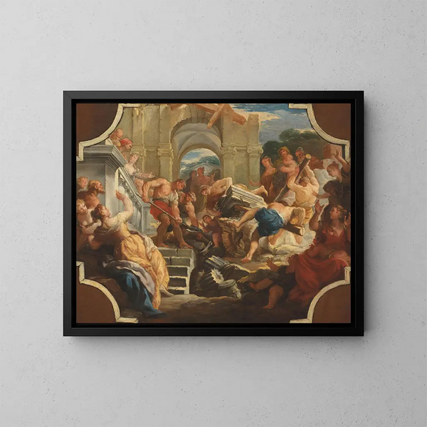 The Fall of the Temple - Paolo de Matteis — framed artwork on a wall