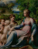 Virgin and Child with Saints by Parmigianino — sacred group in a wooded landscape