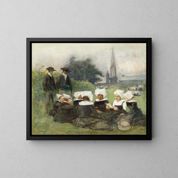 Study for Breton Women at a Pardon - Pascal-Adolphe-Jean Dagnan-Bouveret — framed artwork on a wall