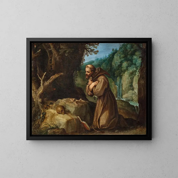 San Francisco de Asís en meditación - Paul Bril — cuadro enmarcado en la pared