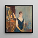 Harpista sentada con un abanico - Paul César Helleu — cuadro enmarcado en la pared